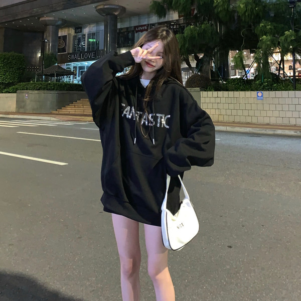 Φαρδύ μοντέλο γυναικείο φούτερ με επιγραφή