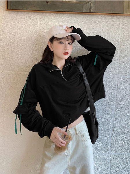 Női rövid pulóver cipzárral, három színben