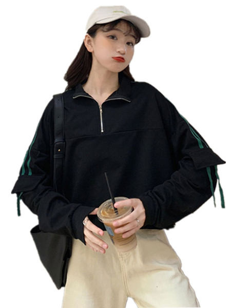 Női rövid pulóver cipzárral, három színben