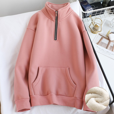 Hanorac de iarnă de damă cu fermoar și guler înalt