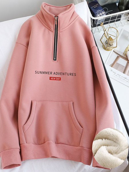 Hanorac de iarnă de damă cu fermoar și guler înalt