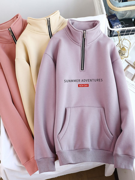 Hanorac de iarnă de damă cu fermoar și guler înalt