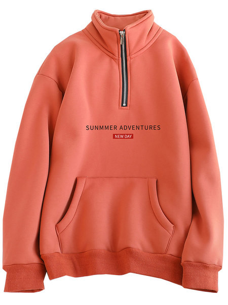 Hanorac de iarnă de damă cu fermoar și guler înalt