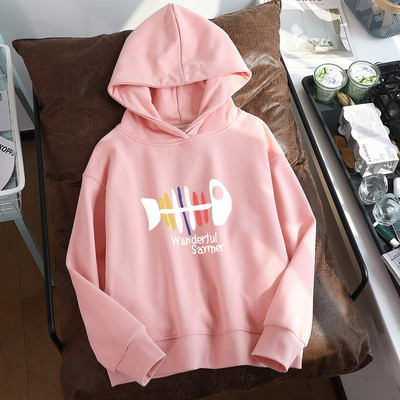 Női mindennapi pulóver széles modell kapucnival