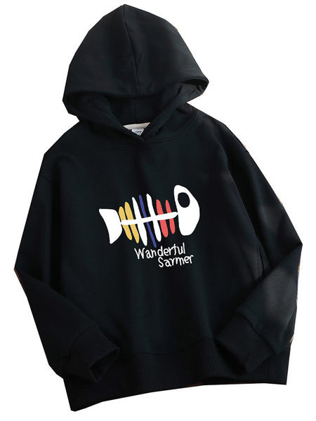 Női mindennapi pulóver széles modell kapucnival