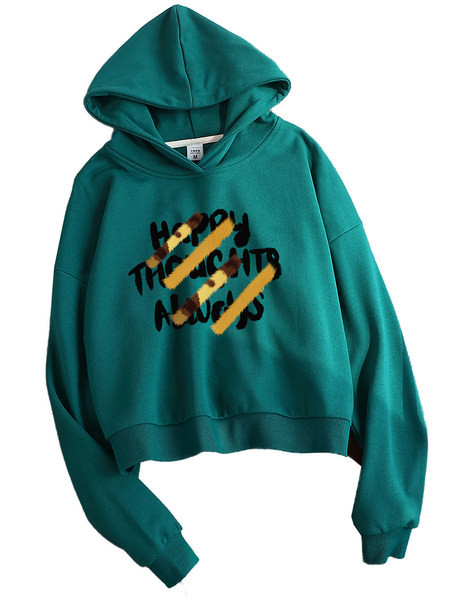 Hanorac de damă modern cu glugă și imprimeu - mai multe culori