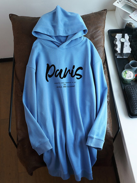 Νέο μοντέλο γυναικείο μακρύ φούτερ με κουκούλα σε πολλά χρώματα