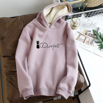 Hanorac de iarnă de damă cu inscripție și căptușeală caldă