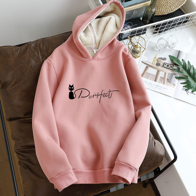 Hanorac de iarnă de damă cu inscripție și căptușeală caldă