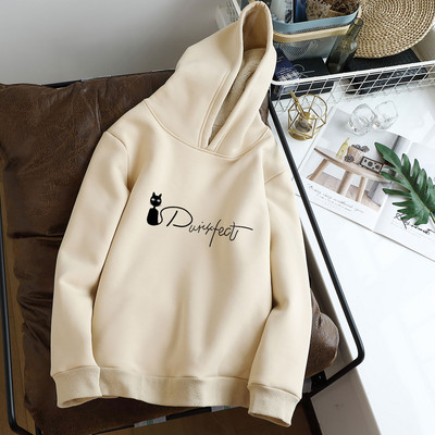 Hanorac de iarnă de damă cu inscripție și căptușeală caldă