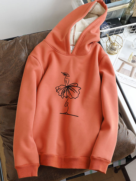 Hanorac de damă cu glugă și aplicație - căptușeală caldă