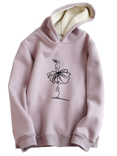 Hanorac de damă cu glugă și aplicație - căptușeală caldă