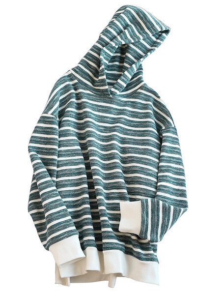 Női csíkos pulóver rátéttel