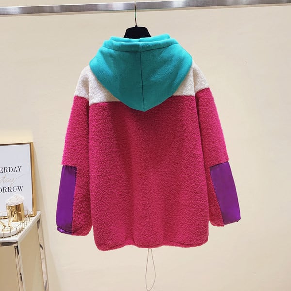 Γυναικείο χειμωνιάτικο φούτερ με κουκούλα και κορδόνια