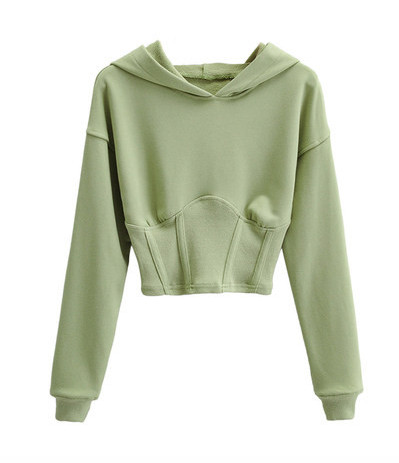 Γυναικείο casual φούτερ με κουκούλα - μονόχρωμο μοντέλο