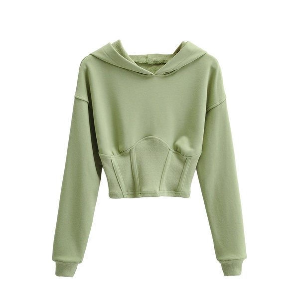 Γυναικείο casual φούτερ με κουκούλα - μονόχρωμο μοντέλο