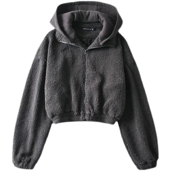 Φούτερ με κοντό με κουκούλα και φερμουάρ