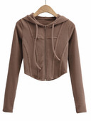 Hanorac sport de damă cu glugă și închidere cu fermoar