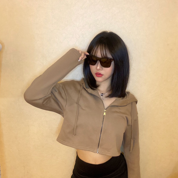 Γυναικείο φούτερ με κουκούλα και φερμουάρ σε πολλά χρώματα