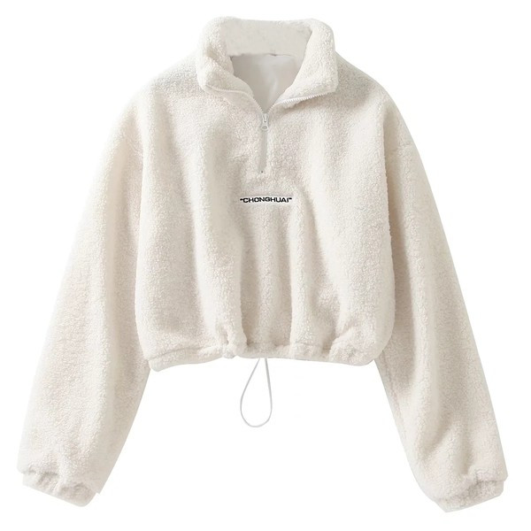 Γυναικείο φούτερ με κεντημένη επιγραφή και κορδόνια