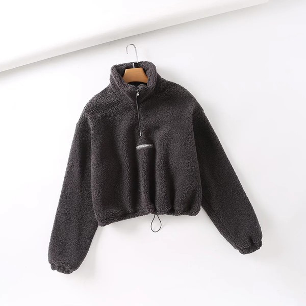 Γυναικείο φούτερ με κεντημένη επιγραφή και κορδόνια