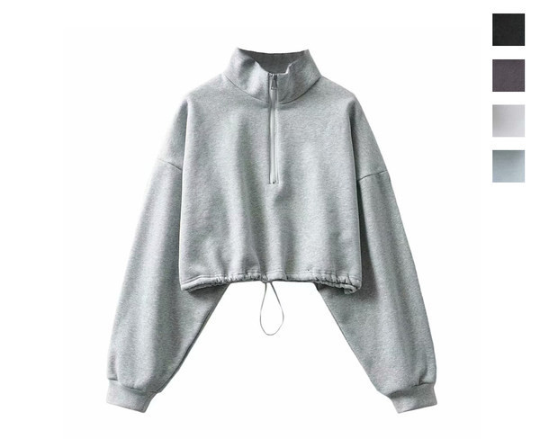 Hanorac scurt dama cu guler inalt in mai multe culori