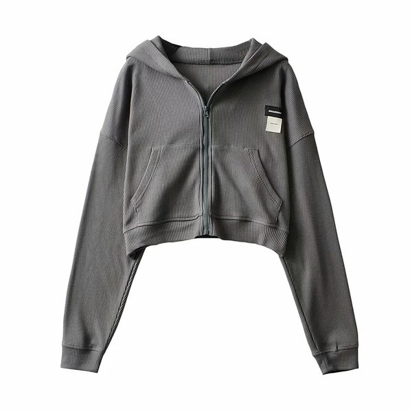 Hanorac scurt de dama cu emblema si gluga