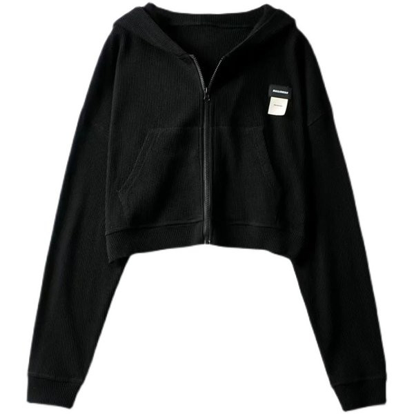 Hanorac scurt de dama cu emblema si gluga