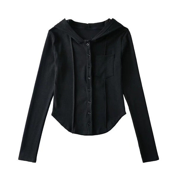 Vékony női ing zsebbel és gombos rögzítéssel