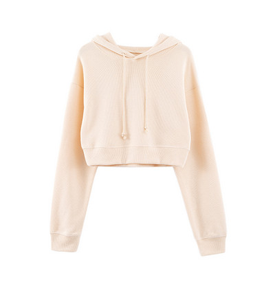 Γυναικείο κοντό φούτερ με κουκούλα και  κορδόνια σε πολλά χρώματα