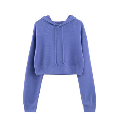 Γυναικείο κοντό φούτερ με κουκούλα και  κορδόνια σε πολλά χρώματα