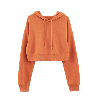 Γυναικείο κοντό φούτερ με κουκούλα και  κορδόνια σε πολλά χρώματα