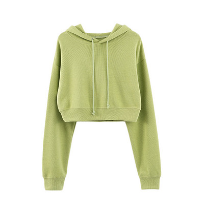 Γυναικείο κοντό φούτερ με κουκούλα και  κορδόνια σε πολλά χρώματα