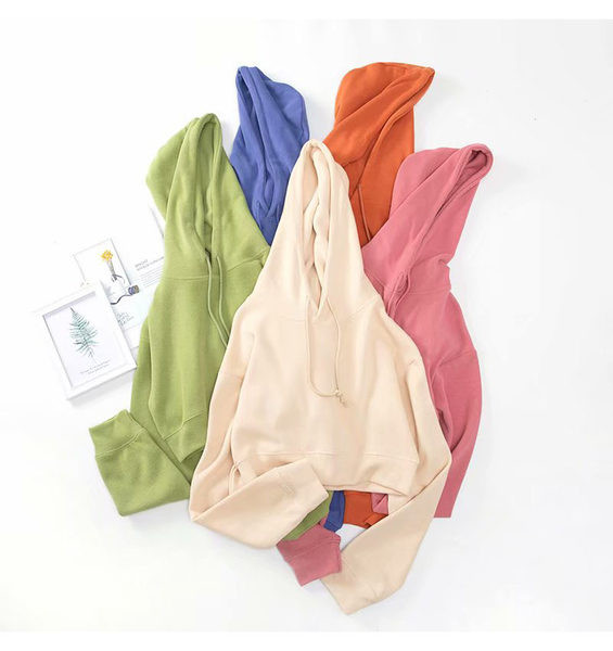 Γυναικείο κοντό φούτερ με κουκούλα και  κορδόνια σε πολλά χρώματα