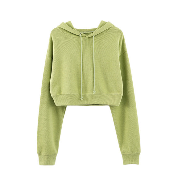 Γυναικείο κοντό φούτερ με κουκούλα και  κορδόνια σε πολλά χρώματα