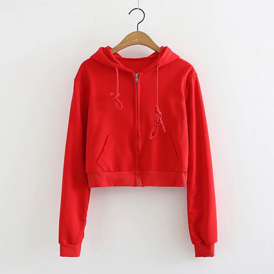 Hanorac casual dama cu gluga si fermoar