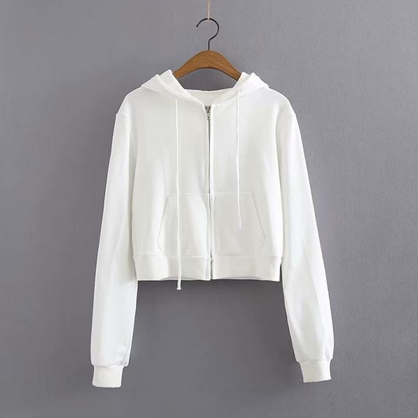 Hanorac casual dama cu gluga si fermoar