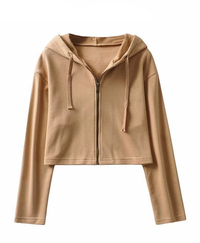 Hanorac scurt de dama cu fermoar si gluga