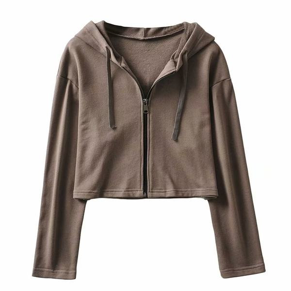 Hanorac scurt de dama cu fermoar si gluga