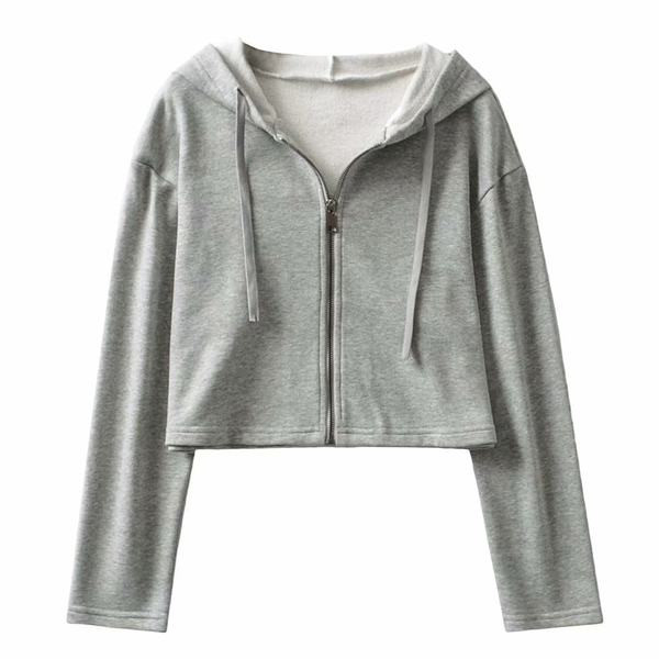 Hanorac scurt de dama cu fermoar si gluga