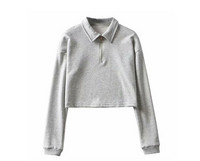 Bluză scurtă de damă cu mâneci lungi și guler clasic