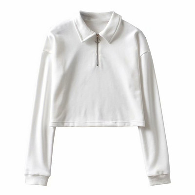 Bluză scurtă de damă cu mâneci lungi și guler clasic