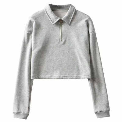 Bluză scurtă de damă cu mâneci lungi și guler clasic