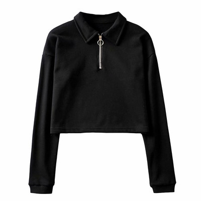 Bluză scurtă de damă cu mâneci lungi și guler clasic