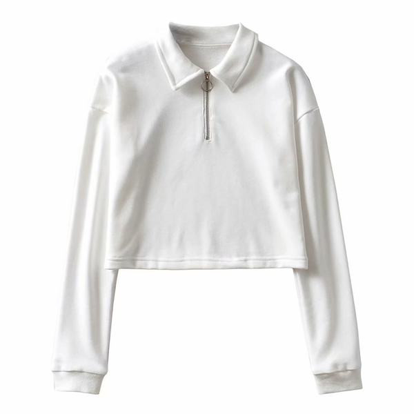 Bluză scurtă de damă cu mâneci lungi și guler clasic