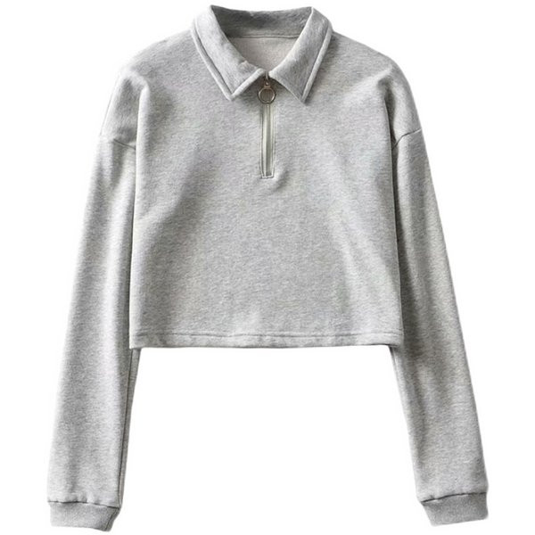 Bluză scurtă de damă cu mâneci lungi și guler clasic