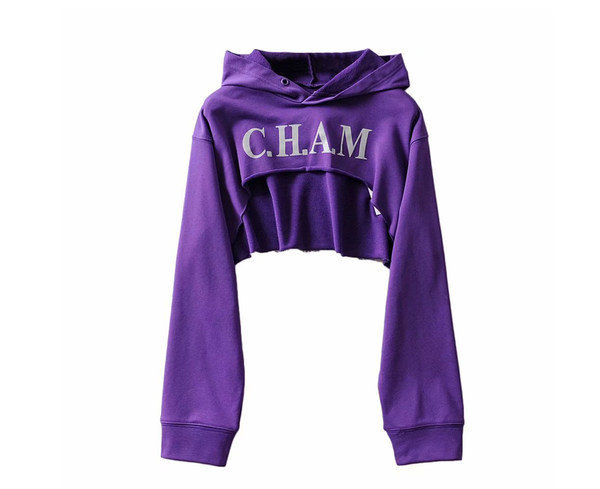 Κοντό γυναικείο φούτερ με επιγραφή σε δύο χρώματα