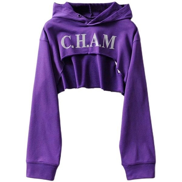 Κοντό γυναικείο φούτερ με επιγραφή σε δύο χρώματα