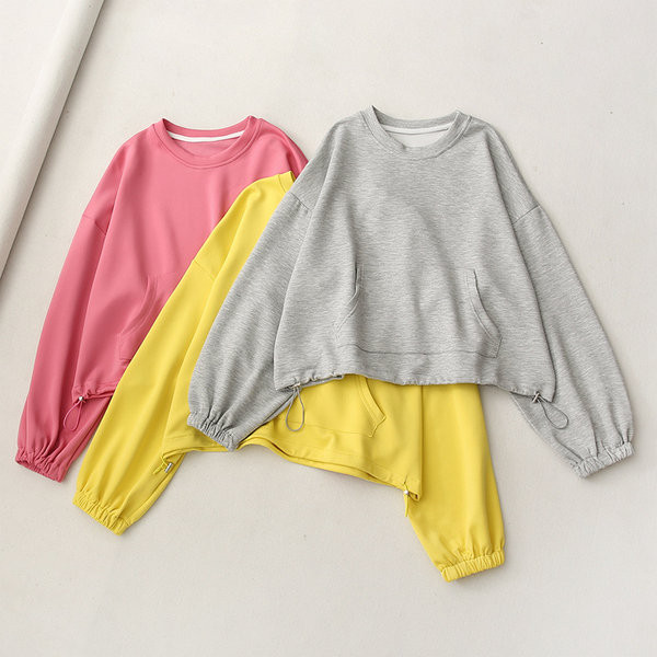 Дамска ежедневна памучна блуза с овално деколте и връзки