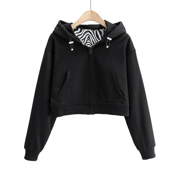 Κοντό φούτερ  με κουκούλα